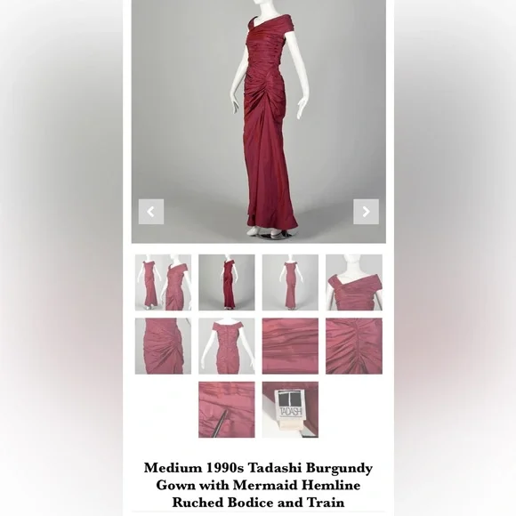 Vintage 1990’s elegant Tadashi ball/evening taffeta! Mermaid with a train - Picture 8 of 17